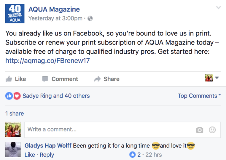 AQUA Facebook Shoutout