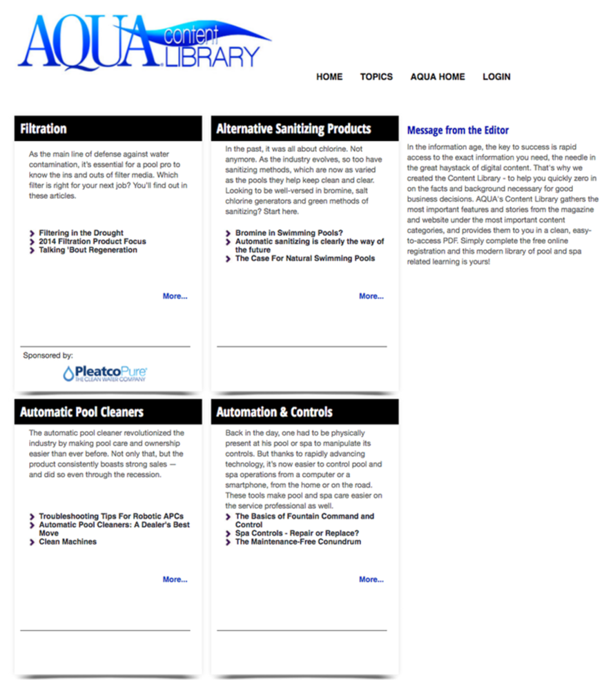 AQUA Content Library Homepage