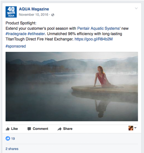 AQUA Facebook Sponsored Post example